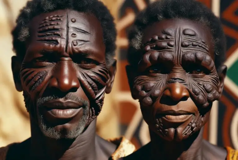 A couple having extreme scarification and body modification